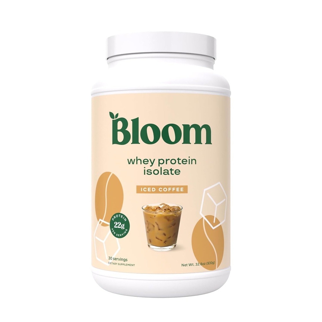Bloom Beslenme Whey Isolate protein Toz, Buz Kahve - Pure Iso Post Workout Recovery Drink Mix, Digestive Enzymes for Gut Health - Low Carb, Keto & Zero Sugar eklendi