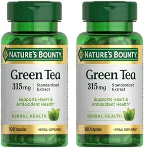 Nature's Bounty Green Tea Pills and Herbal Health Supplement, Supports Heart and Antioxy Health, 315 mg, 100 Capsules (Pack of 2)