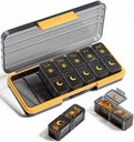 AM PM Pill Organizer 2 Times A Day, 7 Day Pill Box Weekly Pill Organizer Travel with Separate Container, Portable Daily Medicine Planner Dispenser Case for Vitamin, Fish Oils, Supplements（BlackGold）
