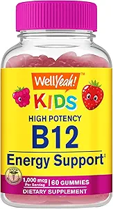Çocuklar için B12 Gummies - Güç Geliştirmek, Beyin Fonksiyonlarını Geliştirmek ve Immune Sistemi Güçlendirmek - Gluten-Free - Great Tasting Berry Flavor - Easy to Chew - 60 Gummies