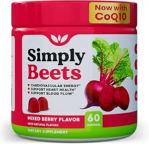 Beet Gummies with CoQ10-Nitric Oxide & Energy Support-Non-GMO Beetroot Powder & Grape Seed Extract- Natural Mixed Berry Flavor-60 Count