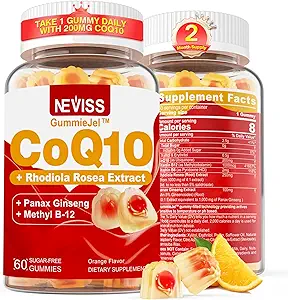 Χωρίς ζάχαρη CoQ10-200mg 400mg Filled Gummies - 2 Μήνες Προσφορά - w/ Βιταμίνη B12 1000mcg, Rhodiola Rosea & Panax Ginseng, B6, Συμπληρώματα Συνένζυμου Q10 για Hear-t, Ενέργεια, Αντιοξειδωτικό, Εξαιρετικά Απορρόφηση