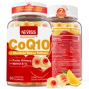 Şeker Free CoQ10-200 mg 400 mg Gummies - 2 Ay Supply - w/ Vitamin B12 100006, Rhodiola Rosea & Panax BTC, B6, Coenzyme Q10 Supplement for Hear-t, Energy, Antioksi, Ultra Aborpsiyon