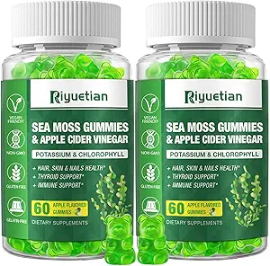 2 Pack Sea Moss Gummies - 120 Vegan İrlandalı Moss Gummy Bears - Natural & Organic Sea Moss Gel, Bladderwrack & Burdock Root - Seamoss Supplement for Energy, Immune Support