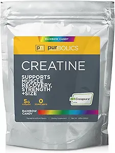 Purckss Krepure Tinatine Monohidrat, Micronized Kretine 5g, Elevate Workout Performance and Recovery, Build Strength, Advanced Pumps (50 Servisler, Rainbow Candy)