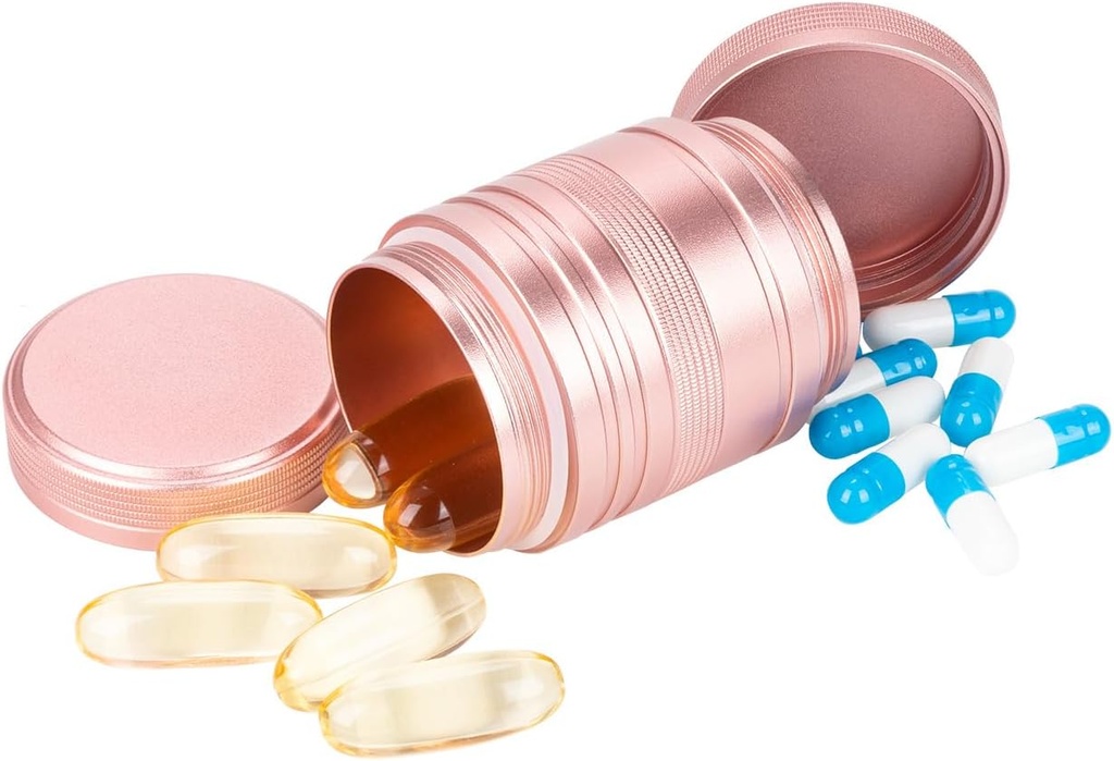 Metal Pill Box Pill Case 2 Times a Day - Daily Pill Container Wellington Travel Medicinerecr for Pocket Purse Medicine Organizer for Vitamin/Fish Oil /Supplements