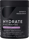 Sports Research® Hydrate Electrolytes Toz - Sugar-Free & Natural Flavored with Vitamins, Minerals, and Coconut Water - Supports Hydration - Passion Fruit - 90 Hizmetler