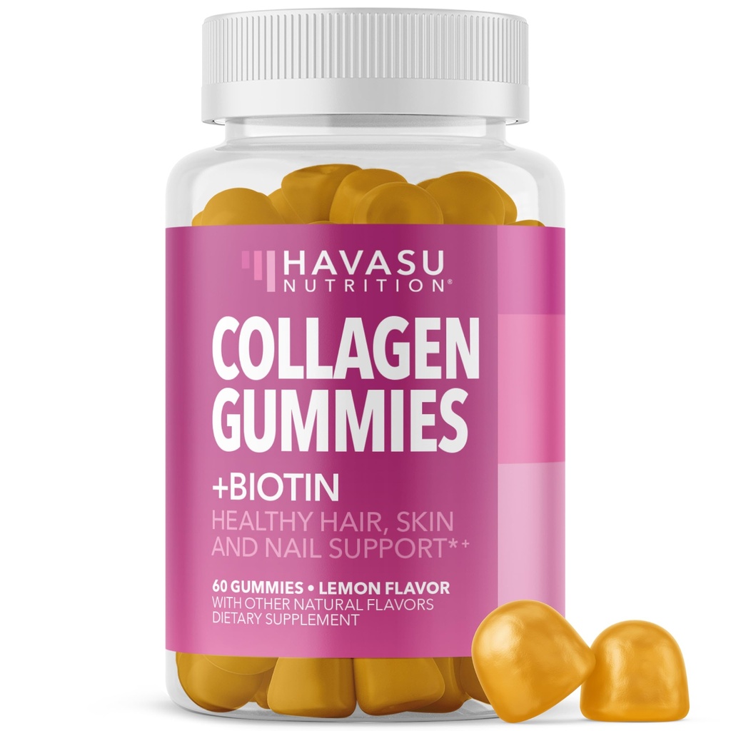 Kadınlar ve Erkekler için 2500mcg Biotin, çinko, C & E - Saç, Skin & Nail Desteği - Biotin ve Collagen Gummies - Lemon Flavor - 30 Hizmet