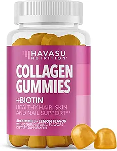 Kadınlar ve Erkekler için 2500mcg Biotin, çinko, C & E - Saç, Skin & Nail Desteği - Biotin ve Collagen Gummies - Lemon Flavor - 30 Hizmet