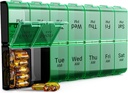 Ekstra Büyük Pill Organizer 2 Zaman Bir Gün, XL 7 Gün Pill Box AM PM, Jumbo Weekly Pill Case, Daily Night Overscale Medicine Organizer, Vitamin Sahibi, Büyük Pill Konteyner, Bir Gün Pill Organizer