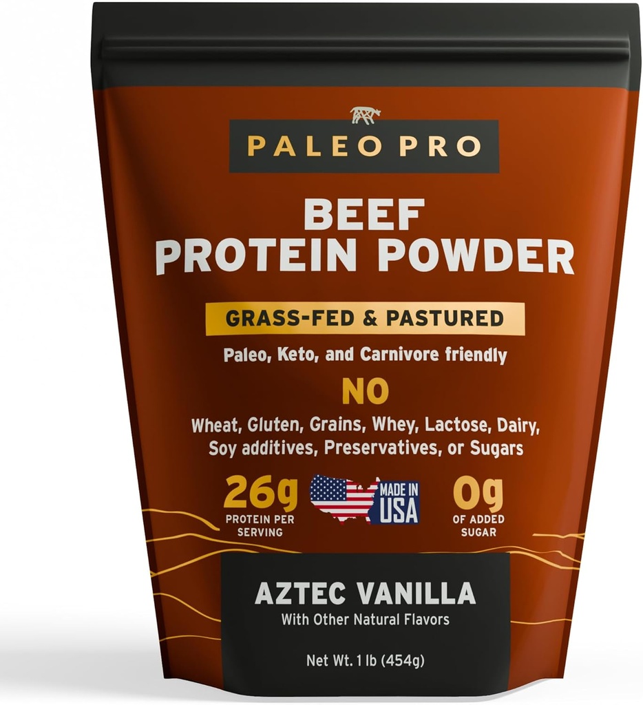 Paleo Pro 26G Protein Beef Powder - Grass Fed Protein Powder Isolate - Pastured & Cage-Free & Cage-Free 