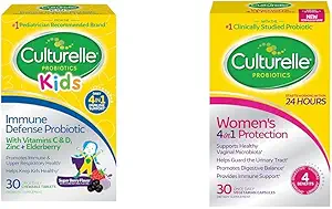 Culturelle Ανοσοποιητική Άμυνα Προβιοτικό με Βιταμίνη C, Βιταμίνη D και Ψευδάργυρος + Elderberry, Non-GMO, 4-in-1 & Women’s 4-in-1 Daily Probiotic Supplements for Women - Υποστηρίζει Κολπική Υγεία