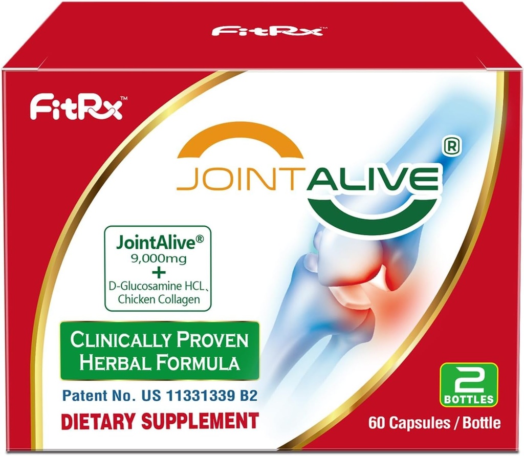 FitRx JointAlive Joint Support Supplements for Women & Men, Glucosamine Chondroitin, Tip II Collagen, Relief Joints Discomfort, Cartilage Onarımı, 7 Gün Kadar Hızlı, 60 Hizmetler