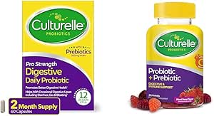 Culturelle Pro Strength Daily Probiyotik Capsules, 60 Kont Daily Probiyotik Gummies for Women & Men, Berry Flavor, 52 Count
