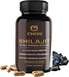 CHOQ® Shilajit -% 50 Fulvic Acid, 500 mg Vegan Capsules, Enerji, Beyin, Focus, Collagen, Hormonlar, Mitochondrial Function, Urolithin A, Lab-Tested