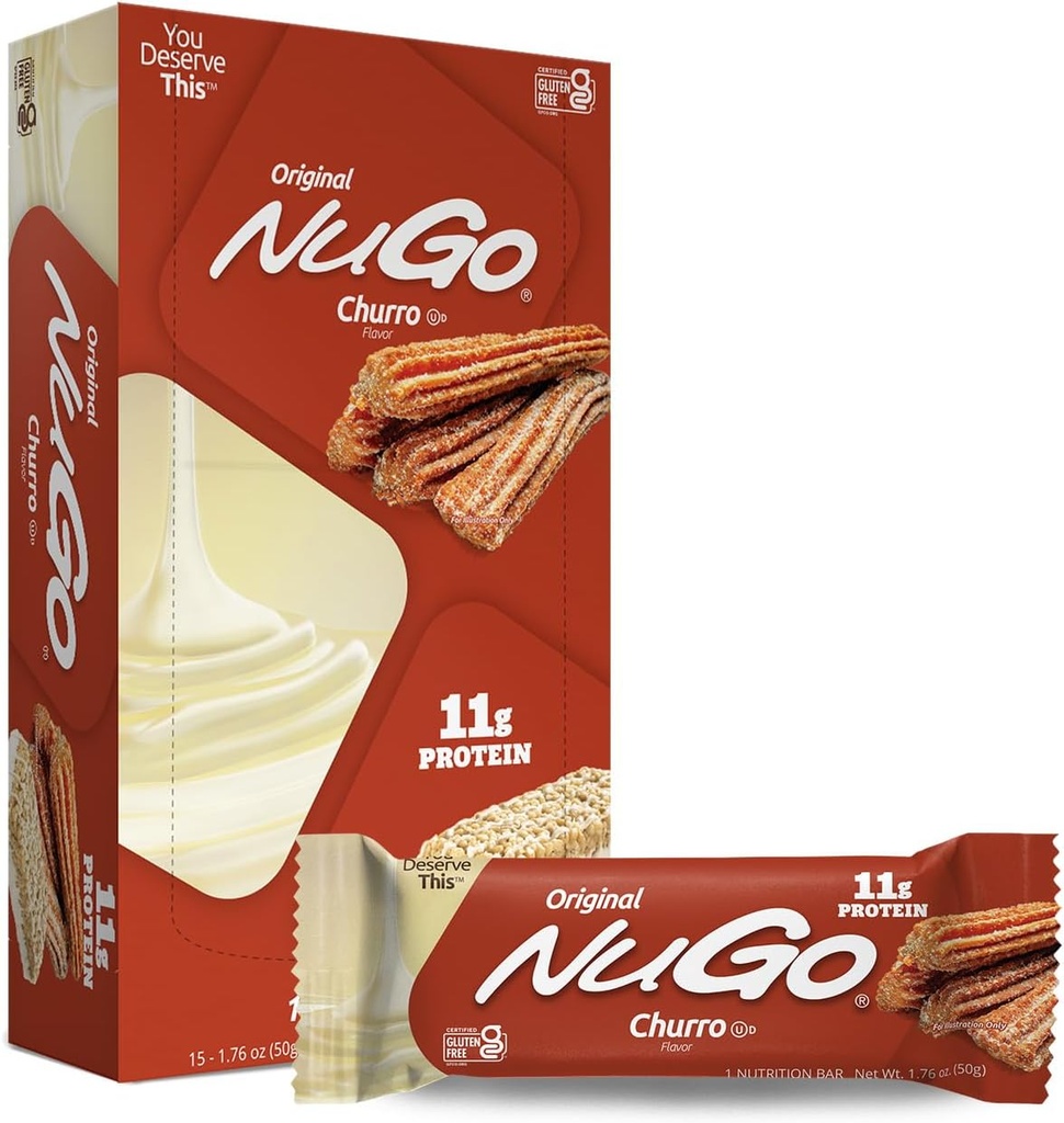 NuGo Protein Bar, Churro, 11g πρωτεΐνη, χωρίς γλουτένη, 15 μέτρα