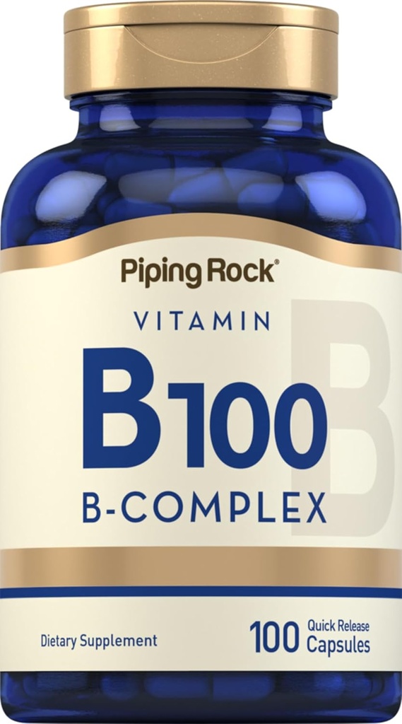 Piping Rock Vitamin B-100 Kompleksi | 100 Capsules | Vitaminler B12, B1, B2, B6 | Non-GMO, Gluten Free Supplement Supplement Supplement