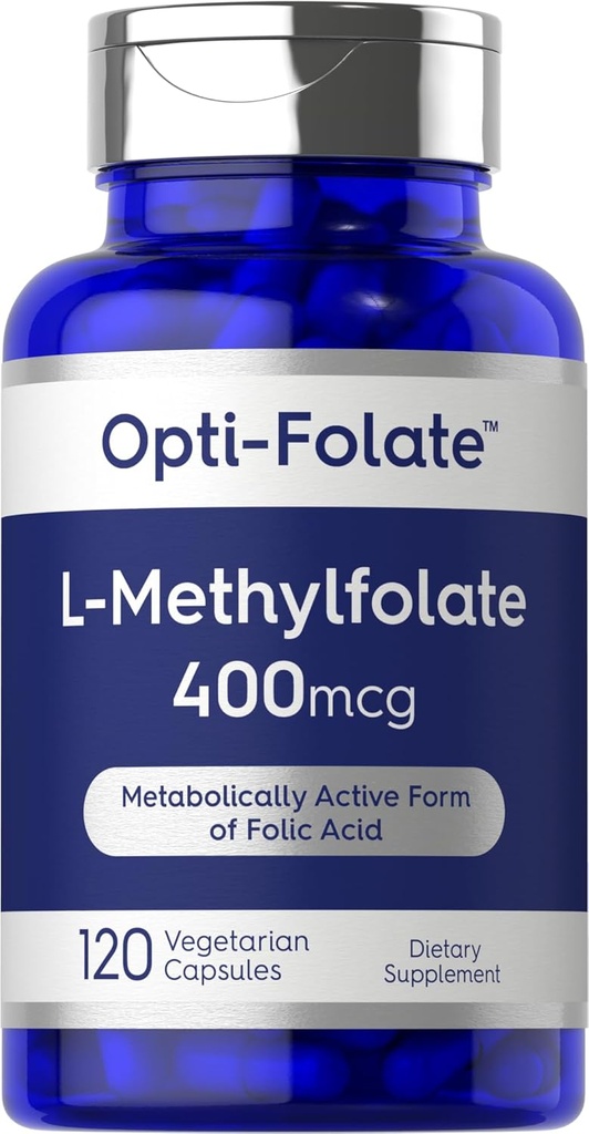 Carlyle L Methylfolate 400 mcg | 120 Vegetarian Capsules | Optimized and Activated Methyl Folate | Non-GMO & Gluten Free Supplement | by Opti-Folate