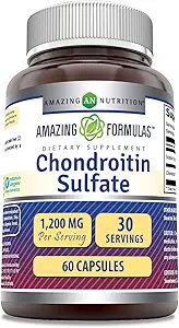 Amazing Formulas Chondroitin Sulfate 1200 mg Per Service Supplement | Capsules | Non-GMO | Gluten Free | Made in USA (1 Pack, Count 60)