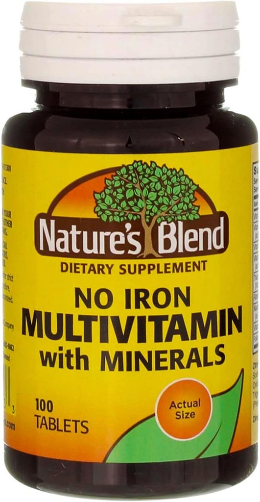 Nature's Blend multiple Vitamin with Minerals Tablets No Iron - 100 Tablet, 3 Paket