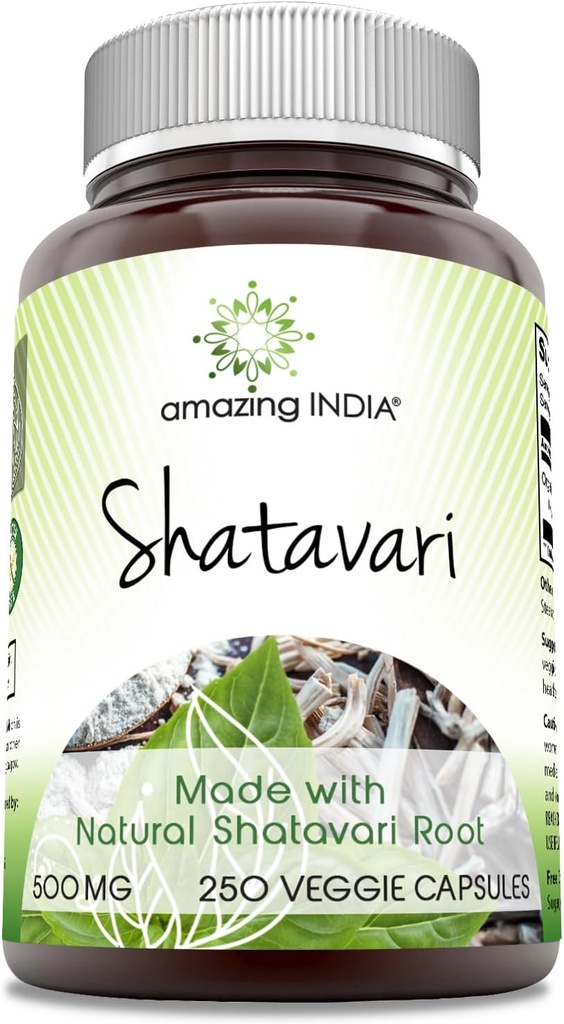 Καταπληκτική Ινδία φυσικό Shatavari 500 Mg ανά υπηρεσία 250 κάψουλες λαχανικά συμπλήρωμα 