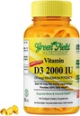 Greenfield Beslenmeleri Halal Vitamin D3 2000 IU Softgel - 50 mcg High Potency D3, 120 Unflavored Mini Softgels - Halal Beef Gelatin, Supports Immune Bone Teeth Brain and Hair
