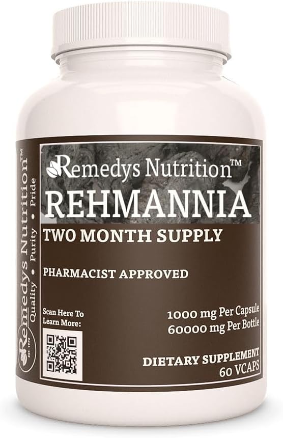 Remedy'nin beslenme Rehmannia Root - 1000 mg, 60 Vegan Capsules Herbal Diyetsel Supplement - 2 Ay Supply