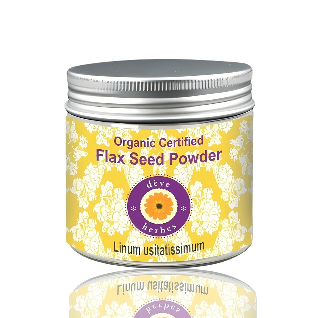 Deve Herbes Pure Flax Tohum Toz (Linum usitatissimum) Organik sertifikalı Doğal Tedavi Grade 100 gm (3.5 oz)