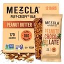 Mezcla Puff Crispy Protein Bars, Gluten Free & Vegan Protein Bars, 10g Protein, Crispy Rice Universitesi, Granola Bars & Breakfast Bars, Yetişkinler için sağlıklı atıştırmalıklar, Peanut Butter Chocolate, 12 Pack