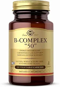 Solgar B-Complex "50" - 100 Sebze Kapsülleri - Enerji Metabolism & Nervous System Support - Non-GMO, Vegan, Gluten Free - 100 Hizmet