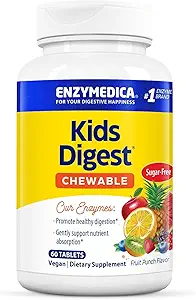 Enzymedica Kids Digest, Chewable Digestive Enzymes, Natural Fruit Punch Flavor, 60 Hizmetler