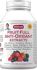 ANDREW LESSMAN Meyve Full Anti-Oxidant Extracts 360 Capsules - 14 Doğal Meyve ve Berry Ekstraksiyonlar. Bilberry, Cranberry, Grape Tohumu, Pomegranate, Resveratrol ve Daha Fazlası Sw Capsules