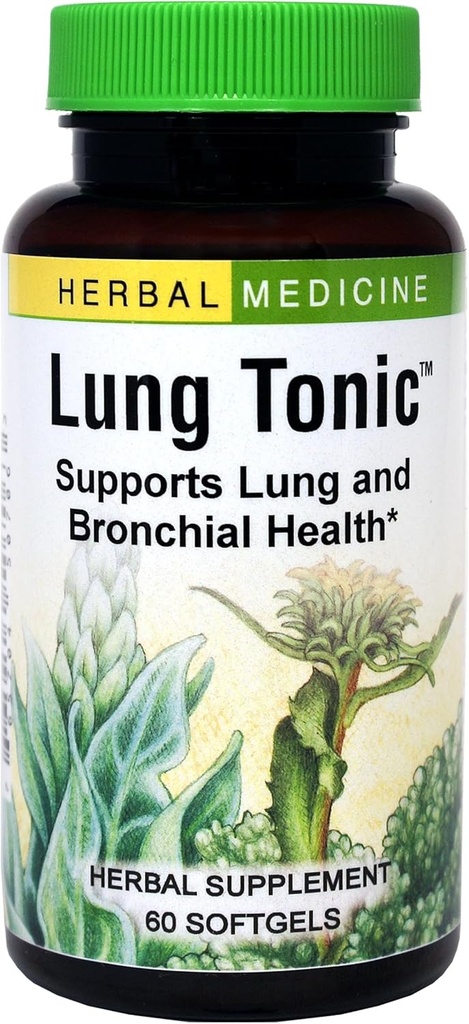 Βότανα Etc. Lung Tonic - Lung Supplement for Bronchial Support - Υγιής υποστήριξη αναπνοής με Mullein, Horehound & Grindelia - 60 Softgels