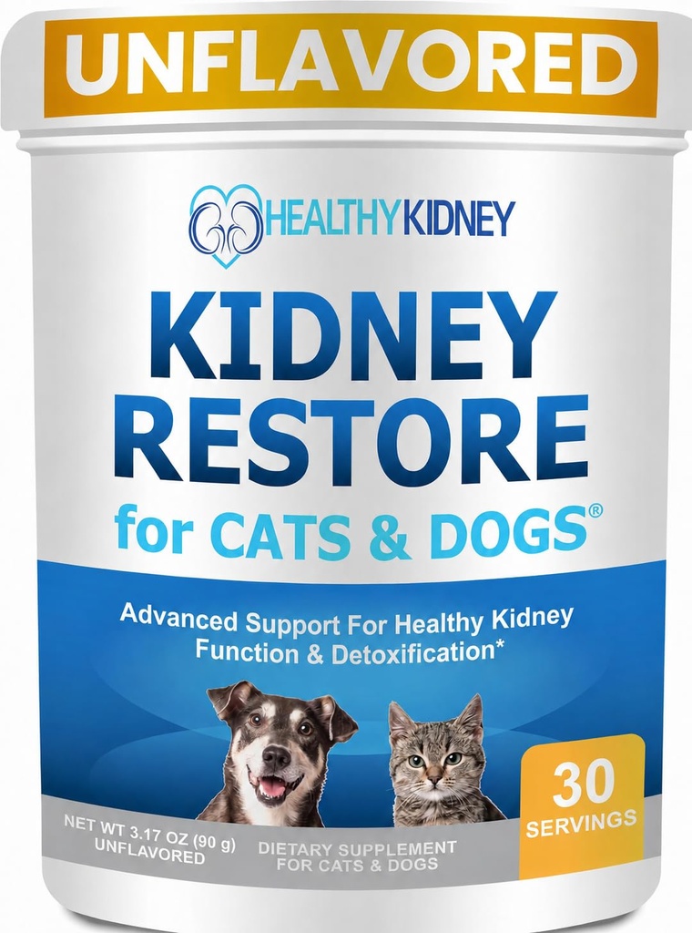 Kidney Restore Cats & Dogs Unflavored for Supporting Normal Kidney Function, Creatinine, Pet Renal Kidney Health Supplement Felines Canines
