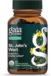 Gaia Herbs St. John's Wort - Natural Stress Support Supplement - with St. John's Wort - 60 Vegan Capsules (20-Day Supply)