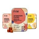 PYM Mood & Focus Chews Variety Pack, 60 Count | Berry & Citrus Mood Chews + Attention Chews | GABA, L-Theanine, L-Carnitine | Vegan, Non-GMO, Caffeine-Free