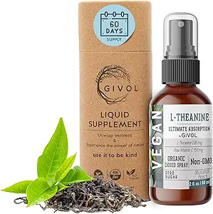 200mg L-Θεανίνη & 150mg Βιταμίνη C Υγρό σπρέι για παιδιά και ενήλικες - Real Peach Extract Γεύση - Μη ΓΤΟ, Χωρίς γλουτένη, Χωρίς ζάχαρη, Χωρίς αλκοόλ, Όλα Φυσικό - 2 FL Oz 60 ημέρες προσφοράς