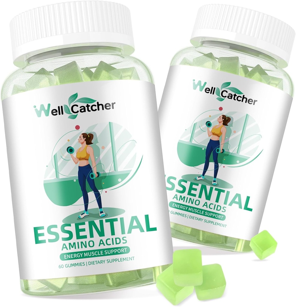 EAA Gummies Essential Platinum Acids - 60 Days Supply All 9 Essential Reeses and All Branched-Chain Reeses (BCAAs) Sugar Free with Muscle Recovery Energy Support Non GMO Green Apple Flavor