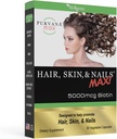 Wellgenix Purvana Max Hair, Skin, and Nails Βιταμίνη - Διπλή δύναμη Biotin 5000 MCG, VIT A & B, Φολικό οξύ, εκχύλισμα σπόρων σταφυλιών - συμπλήρωμα στήριξης μαλλιών -30 κάψουλες (πακέτο του 1)