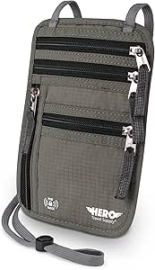 HERO Neck Wallet, RFID Blocking Passport Holder, Easy to Conceal Travel Pouch