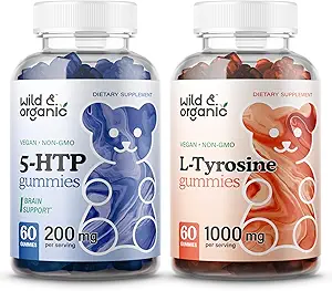 Άγρια & οργανικά 5HTP Gummies & L-Tyrosine Gummies 60 Count