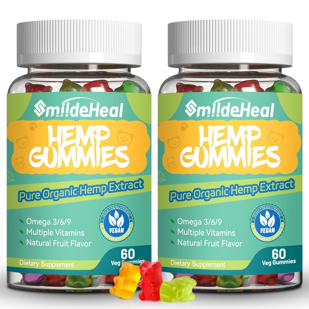 2 Pack Hemp Gummies, 1.500,000 Ekstra Güç Organik Hemp Gummies, Hemp Supplement Gummy with Hemp Oil Extract, 120 Gummies