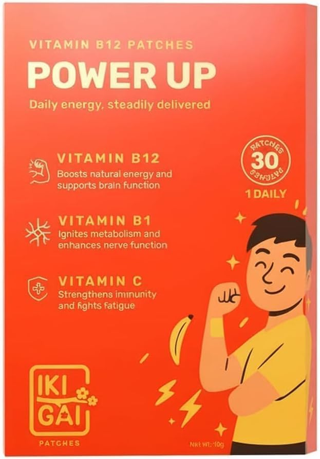 IKIGAI B12 Energy Transdermal Patch – Vitamin B12, B1 & Vitamin C Daily Skin Patch | 30 Peel & Stick Plant-Based Vitamin Patches for Men & Women | Pill-Free Supplement Alternative | External Use Only