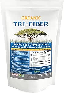 Tri-Fiber οργανική σκόνη διαλυτών ινών, μη αρωματισμένα υψηλής Fiber 3-σε-1 συμπλήρωμα διαλυτών ινών για την υποστήριξη της πέψης.