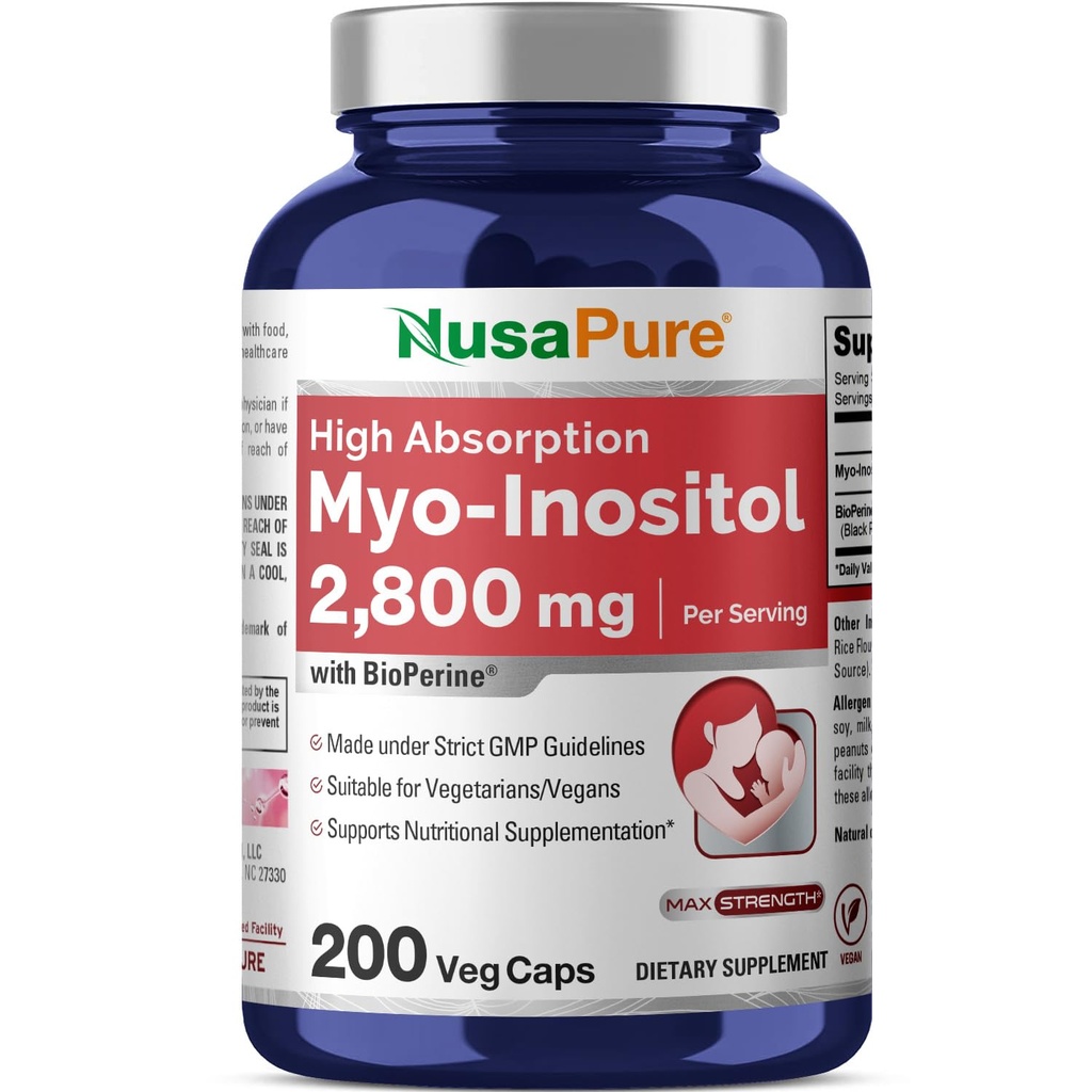 NusaPure Myo-Ινοσιτόλη 2800mg, 200 κάψουλες, επιπλέον συμπλήρωμα δύναμης, μη ΓΤΟ