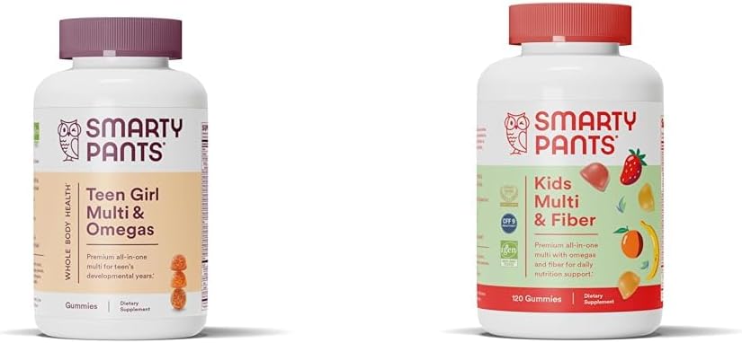SmartyPants Teen Girl Multivitamin Gummies: Omega 3 Fish Oil (EPA/DHA), D3, C, Vitamin B12 & Kids Multivitamin Gummies ve Fiber Supplement: Omega 3 Fish Oil (EPA/DHA)
