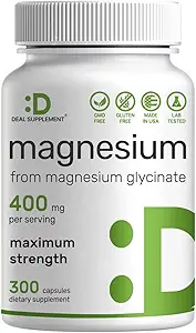 Magnezyum Glycinate 400 mg, 300 Capsules | Easy Abions | Essential Mineral Supplement for Muscle, Sleep, & Heart Health
