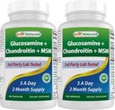 Best Naturals, Glucosamine Chondroitin και MSM κοινά συμπληρώματα, 2600 mg ανά υπηρεσία, (180 Count (Pack of 2))