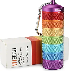 Haftalık Metal Pill Açık Seyahat için Organizer, alüminyum, Su ısıtıcısı, Bu şok edici ve Storing Vitaminleri, Fish Oil, Emergency Pills