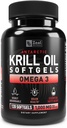 Antarktika Krill Oil 1000 mg (120 Softgels) Omega 3 Fish Oil Supplement with EPA, DHA & Astaxanthin - Ortak, Beyin ve Kadın için Kalp Desteği